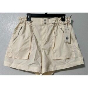 CALIA by Carrie Underwood Womens Medium Paperbag Waist Cargo Shorts Unbleached
